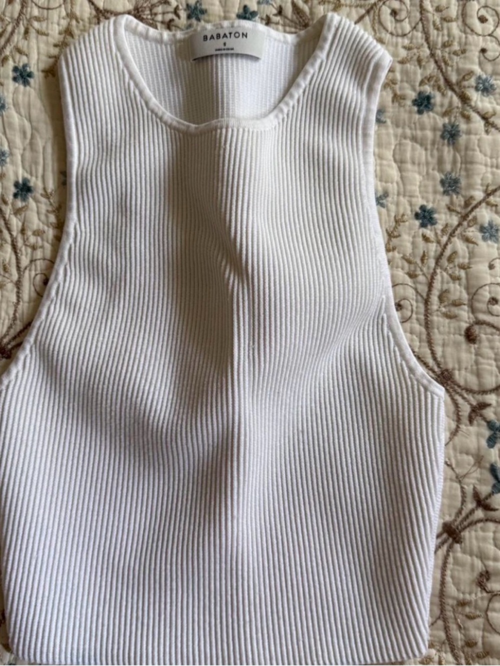 Babaton Cream Ribbed Fitted Tank Top - Sleeveless Knit
